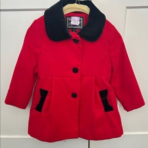 Rothschild Red Pea Coat with Black Details